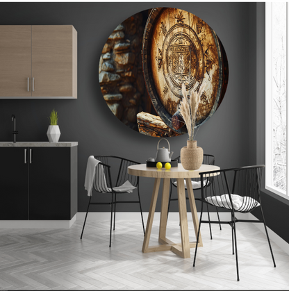 Houten vat met carving forex muurcirkel