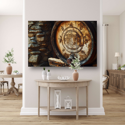 Houten vat met carving poster