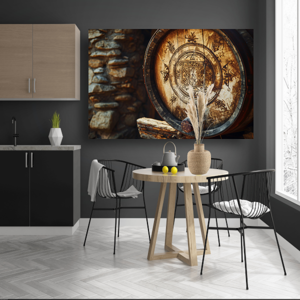 Houten vat met carving poster