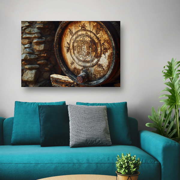 Houten vat met carving poster