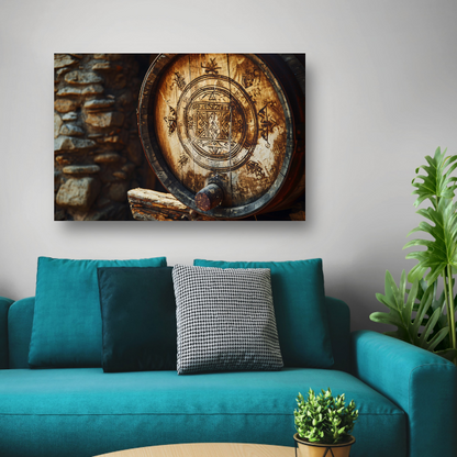 Houten vat met carving poster