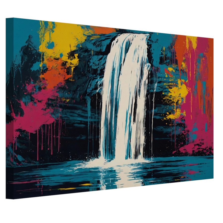 Abstracte Waterval in Levendige Kleurenexplosie canvas