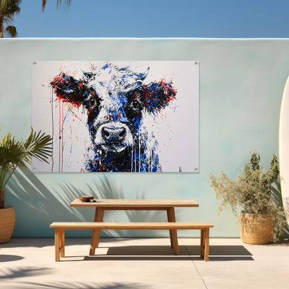 Abstracte schilderij van dynamische koe tuinposter