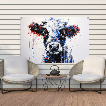Abstracte schilderij van dynamische koe tuinposter