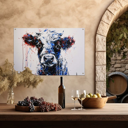 Abstracte schilderij van dynamische koe tuinposter