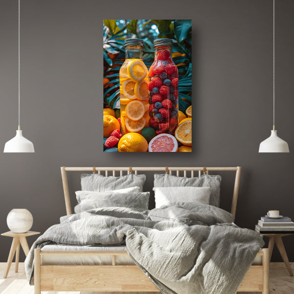 Fruitinfuus met Citroen en Bessen canvas met baklijst
