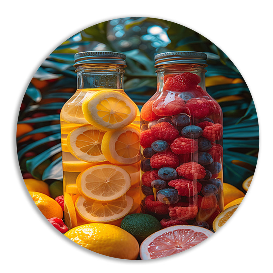 Fruitinfuus met Citroen en Bessen aluminium muurcirkel