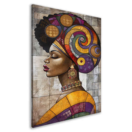 Kleurrijk abstract portret van Afrikaanse vrouw canvas
