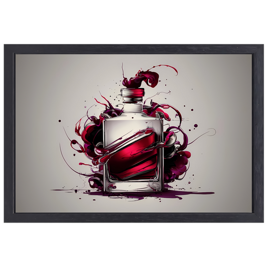 Parfumfles met dynamische kleurexplosie canvas met baklijst