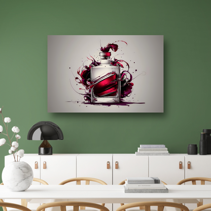 Parfumfles met dynamische kleurexplosie canvas met baklijst