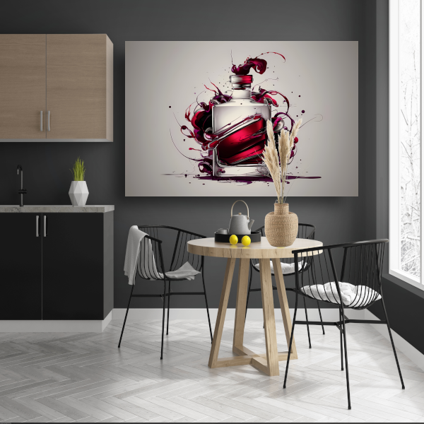 Parfumfles met dynamische kleurexplosie canvas met baklijst