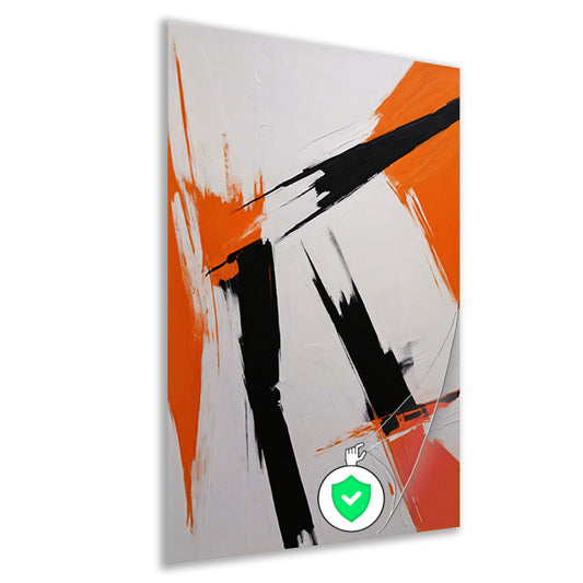 Dynamische abstractie in zwart, wit en oranje poster