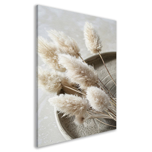 Minimalistische droogbloemen op schaal canvas