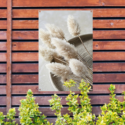 Minimalistische droogbloemen op schaal tuinposter