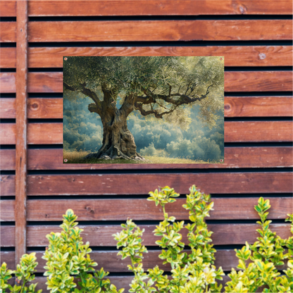 Nachtelijke boom met sterrenhemel tuinposter