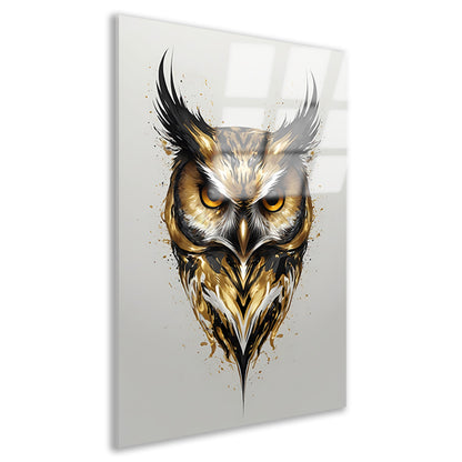 Gouden Uilenhoofd met Dynamische Textuur acrylglas