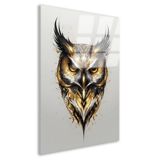 Gouden Uilenhoofd met Dynamische Textuur acrylglas