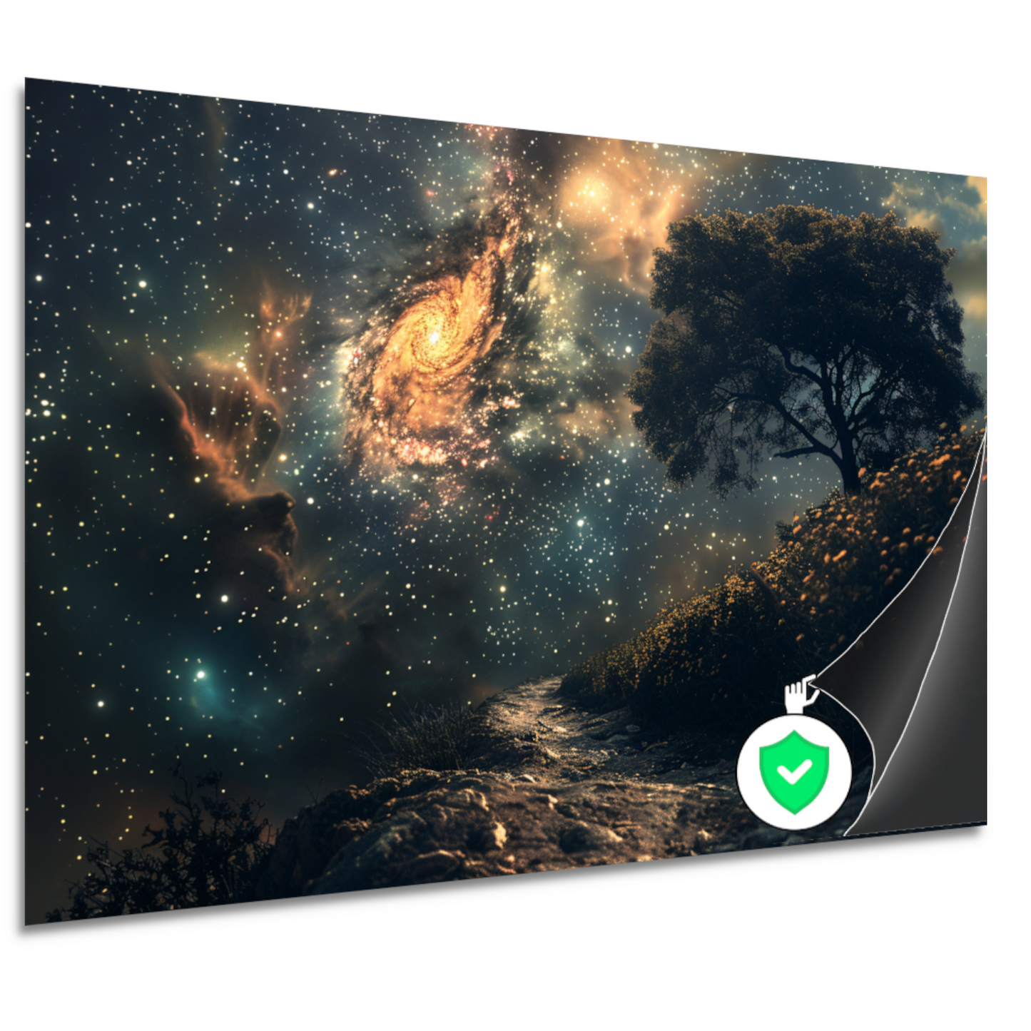 Nachtelijke bomen onder sterrenhemel poster