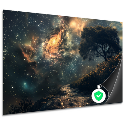 Nachtelijke bomen onder sterrenhemel poster