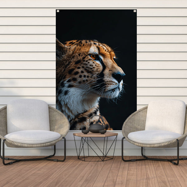 Portret van een jachtluipaard in de schaduw tuinposter