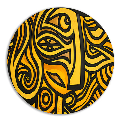 Abstract vrouwelijk portret met patronen aluminium muurcirkel
