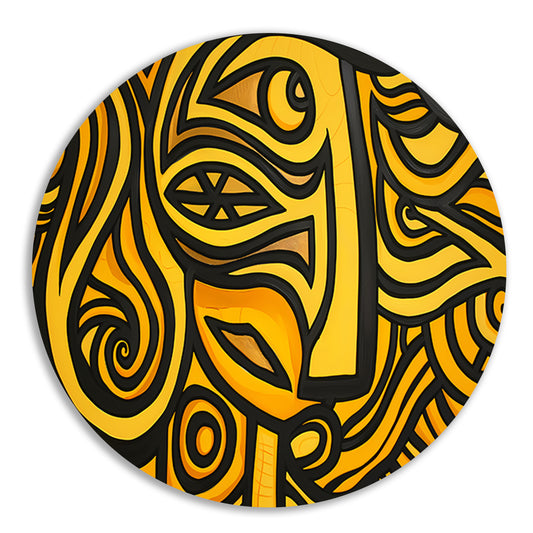 Abstract vrouwelijk portret met patronen aluminium muurcirkel