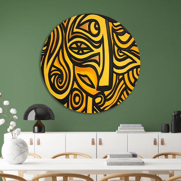 Abstract vrouwelijk portret met patronen aluminium muurcirkel