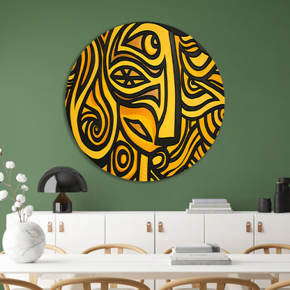 Abstract vrouwelijk portret met patronen aluminium muurcirkel