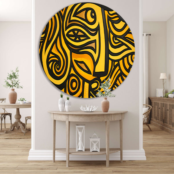 Abstract vrouwelijk portret met patronen aluminium muurcirkel