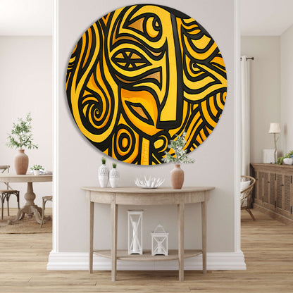 Abstract vrouwelijk portret met patronen aluminium muurcirkel