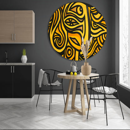 Abstract vrouwelijk portret met patronen aluminium muurcirkel