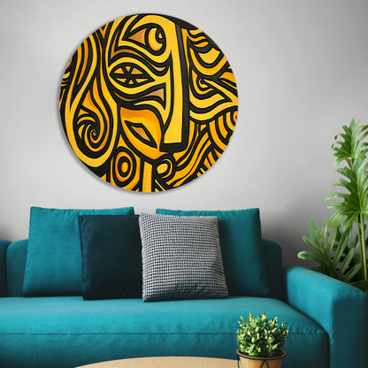 Abstract vrouwelijk portret met patronen aluminium muurcirkel