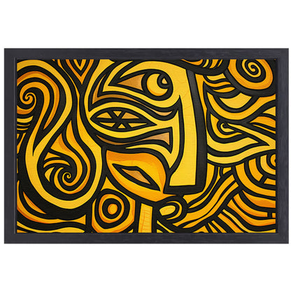 Abstract vrouwelijk portret met patronen canvas met baklijst