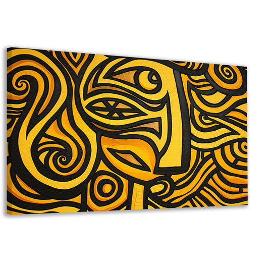 Abstract vrouwelijk portret met patronen canvas
