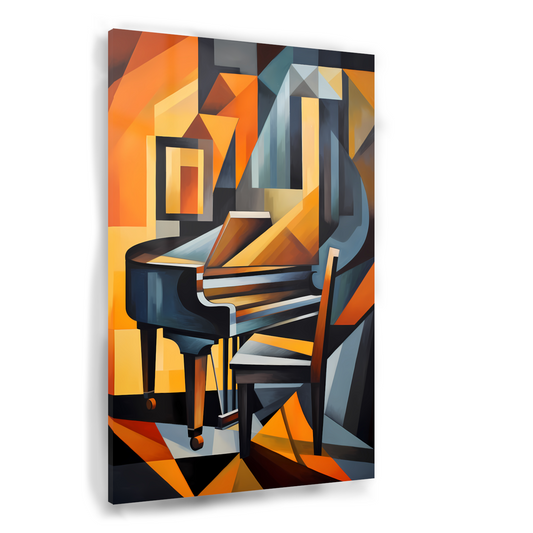 Abstracte Piano en Stoel in Kubisme Acrylglas
