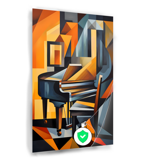 Abstracte Piano en Stoel in Kubisme poster