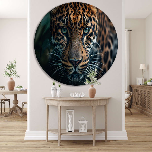 Majestueuze jaguar met intense blik   forex muurcirkel