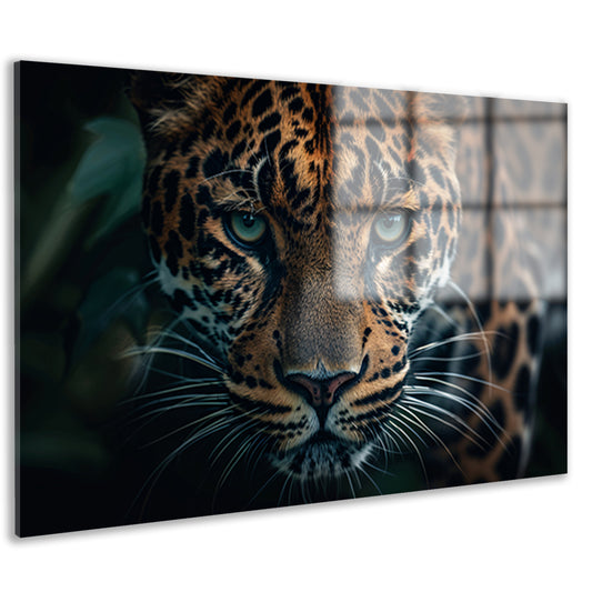 Majestueuze jaguar met intense blik   acrylglas