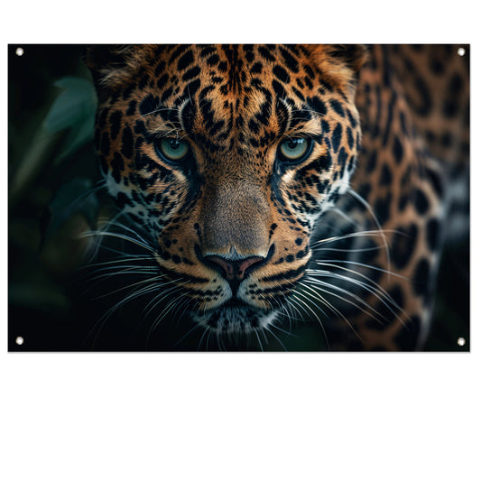 Majestueuze jaguar met intense blik   tuinposter