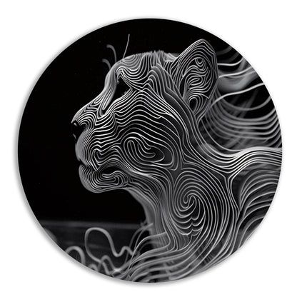 Abstracte lijntekening van een cheeta aluminium muurcirkel