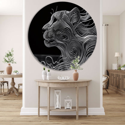 Abstracte lijntekening van een cheeta aluminium muurcirkel