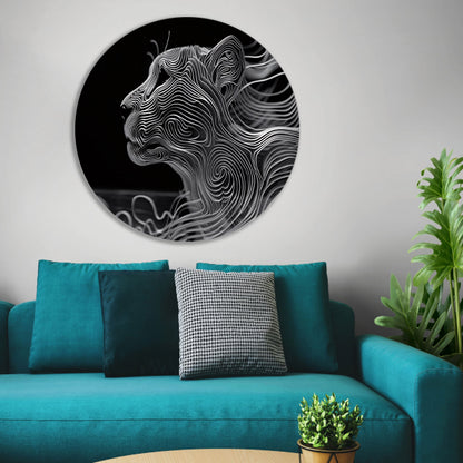 Abstracte lijntekening van een cheeta aluminium muurcirkel