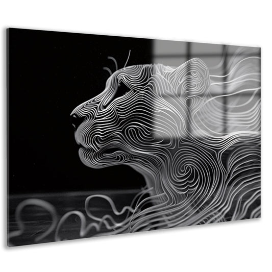 Abstracte lijntekening van een cheeta acrylglas