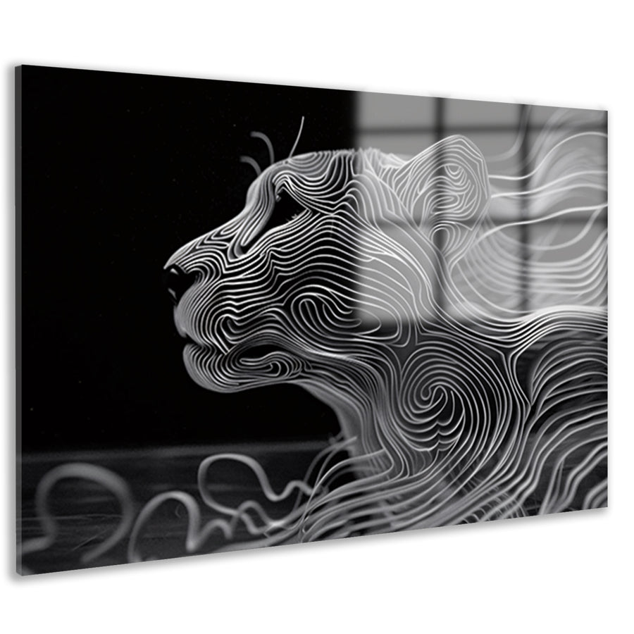Abstracte lijntekening van een cheeta acrylglas