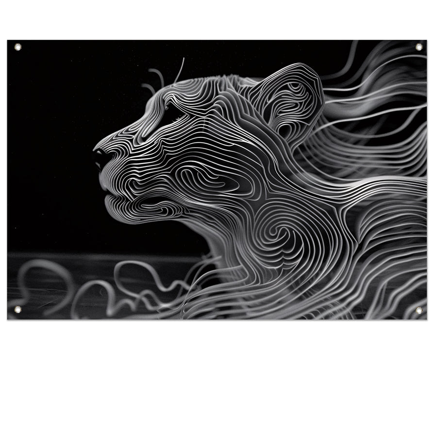 Abstracte lijntekening van een cheeta tuinposter