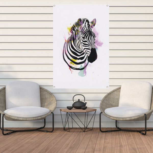 Gestileerde Zebra in een Kleurexplosie tuinposter