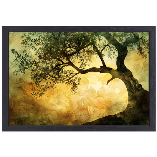 Zonnebloemenboom van Van Gogh canvas met baklijst