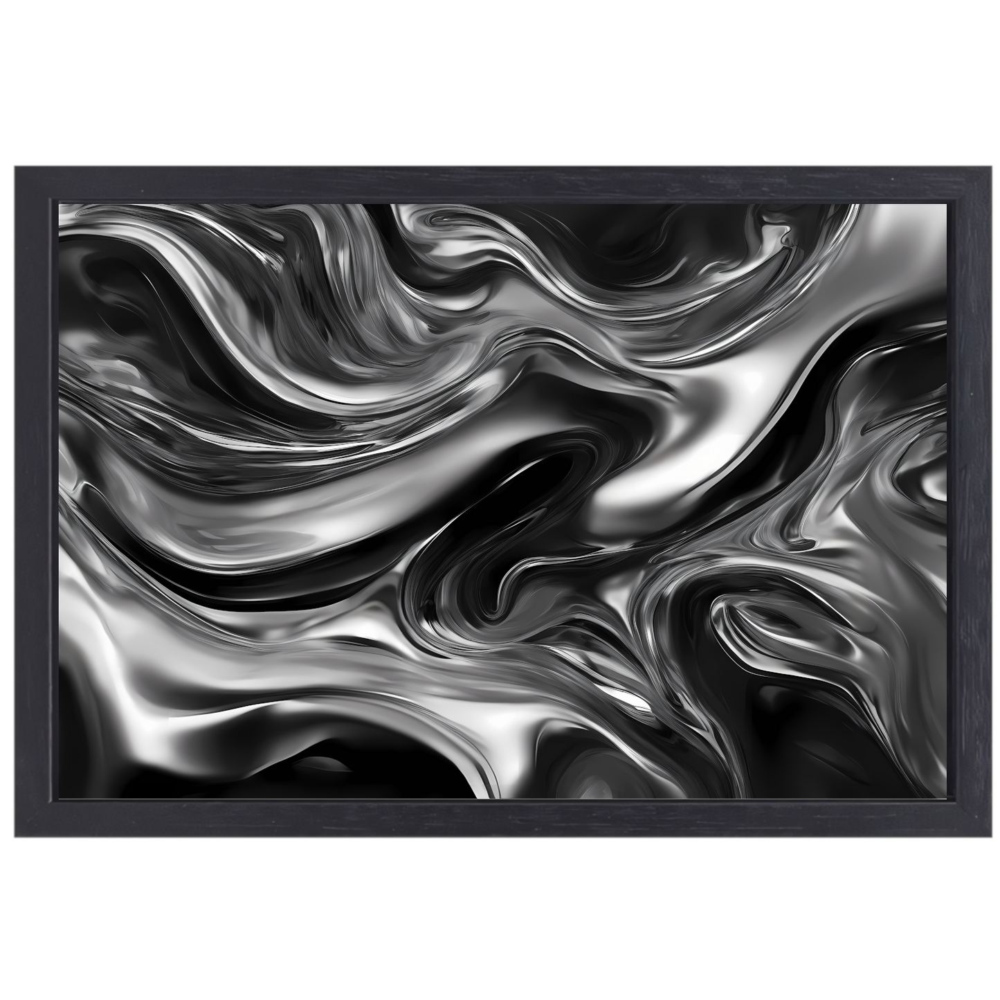 Monochroom Abstract Ontwerp in Zwart en Wit canvas met baklijst