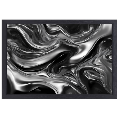 Monochroom Abstract Ontwerp in Zwart en Wit canvas met baklijst