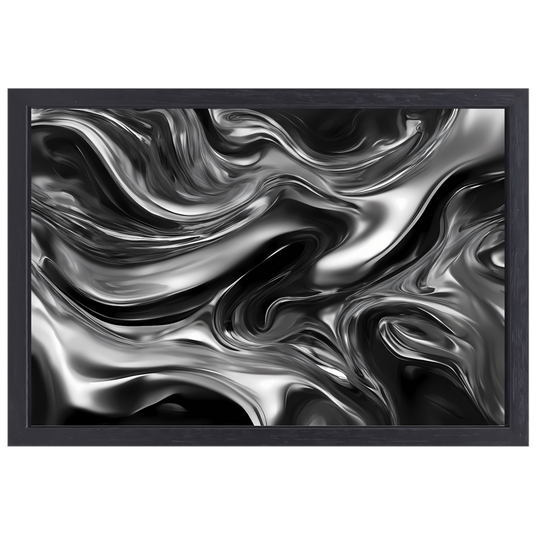 Monochroom Abstract Ontwerp in Zwart en Wit canvas met baklijst